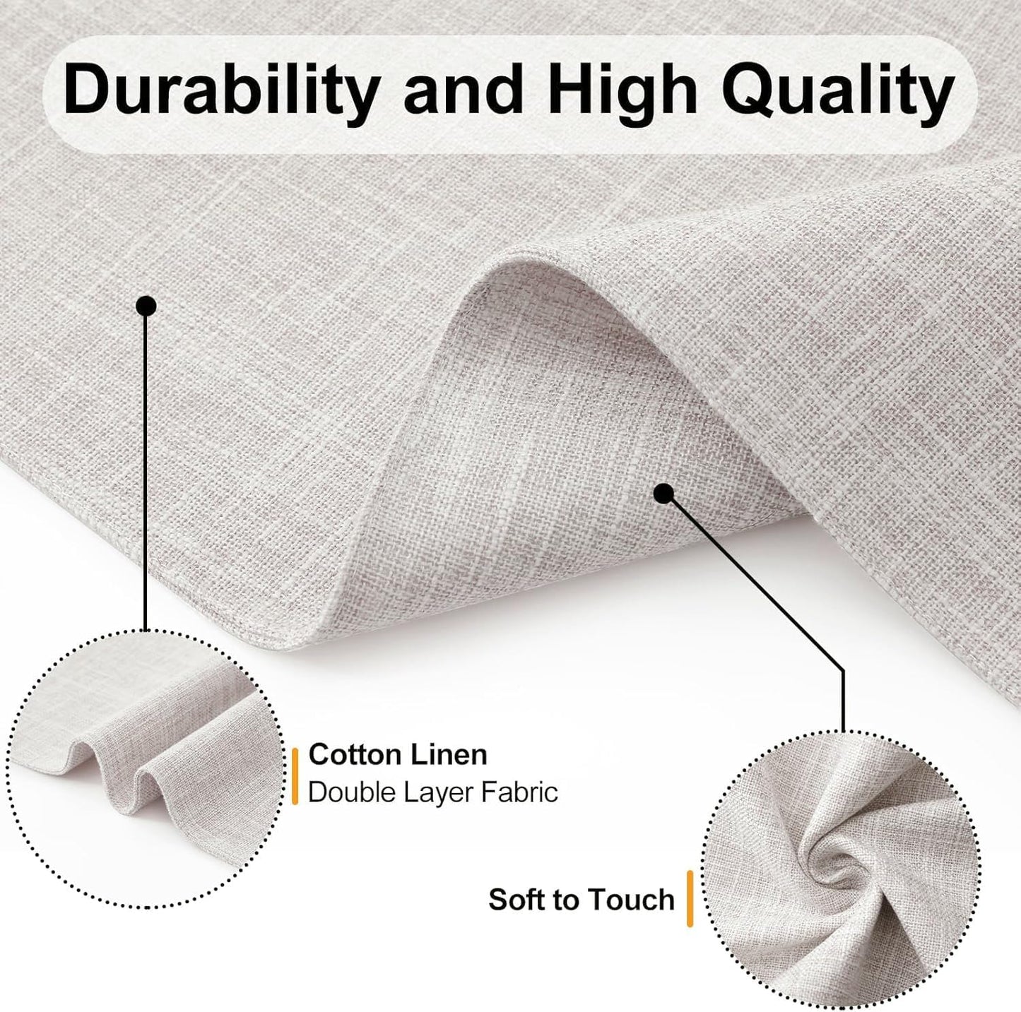 Homaxy Cloths Placemats for Dining Table Set of 6, Heat Resistant Washable Cotton Linen Blend Table Mats, Easy to Clean Place Mats for Indoor Outdoor Party Kitchen Decoration, 13" x 19", Beige
