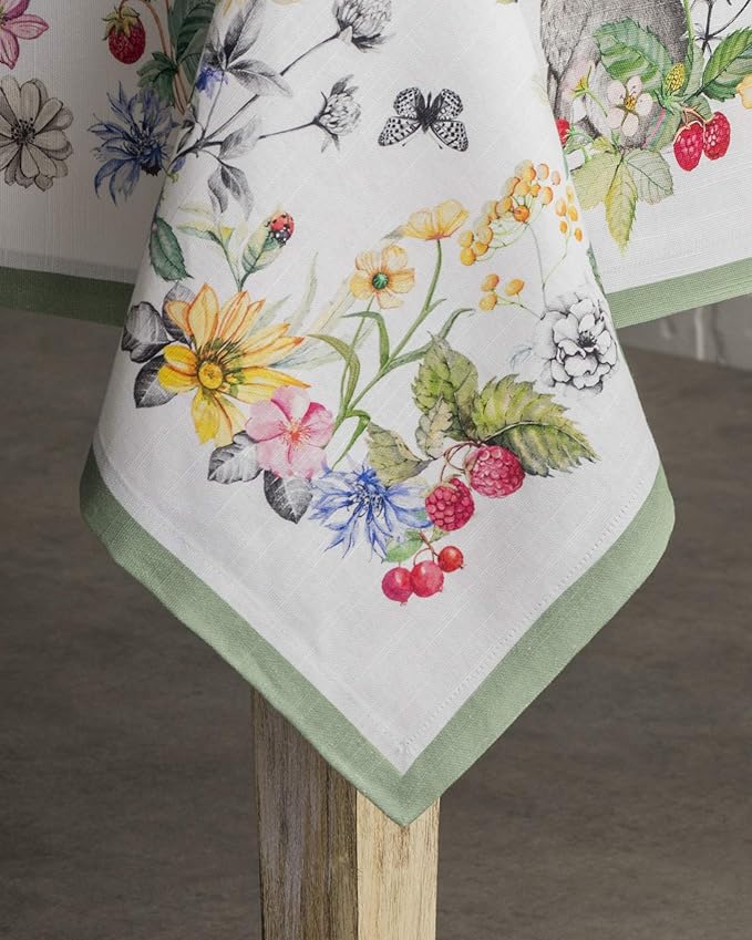 Maison d' Hermine Table Cloth Rectangle Table 100% Cotton 70 x 108 Inches Tablecloth Reusable Decorative for Dining Room Farmhouse Home Valentines Day Decorations Spring Summer - Printemps