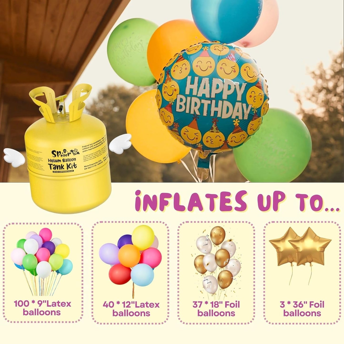 22L Helium Tank For Balloons At Home Up To 100 Latex Balloons(1 Tank)