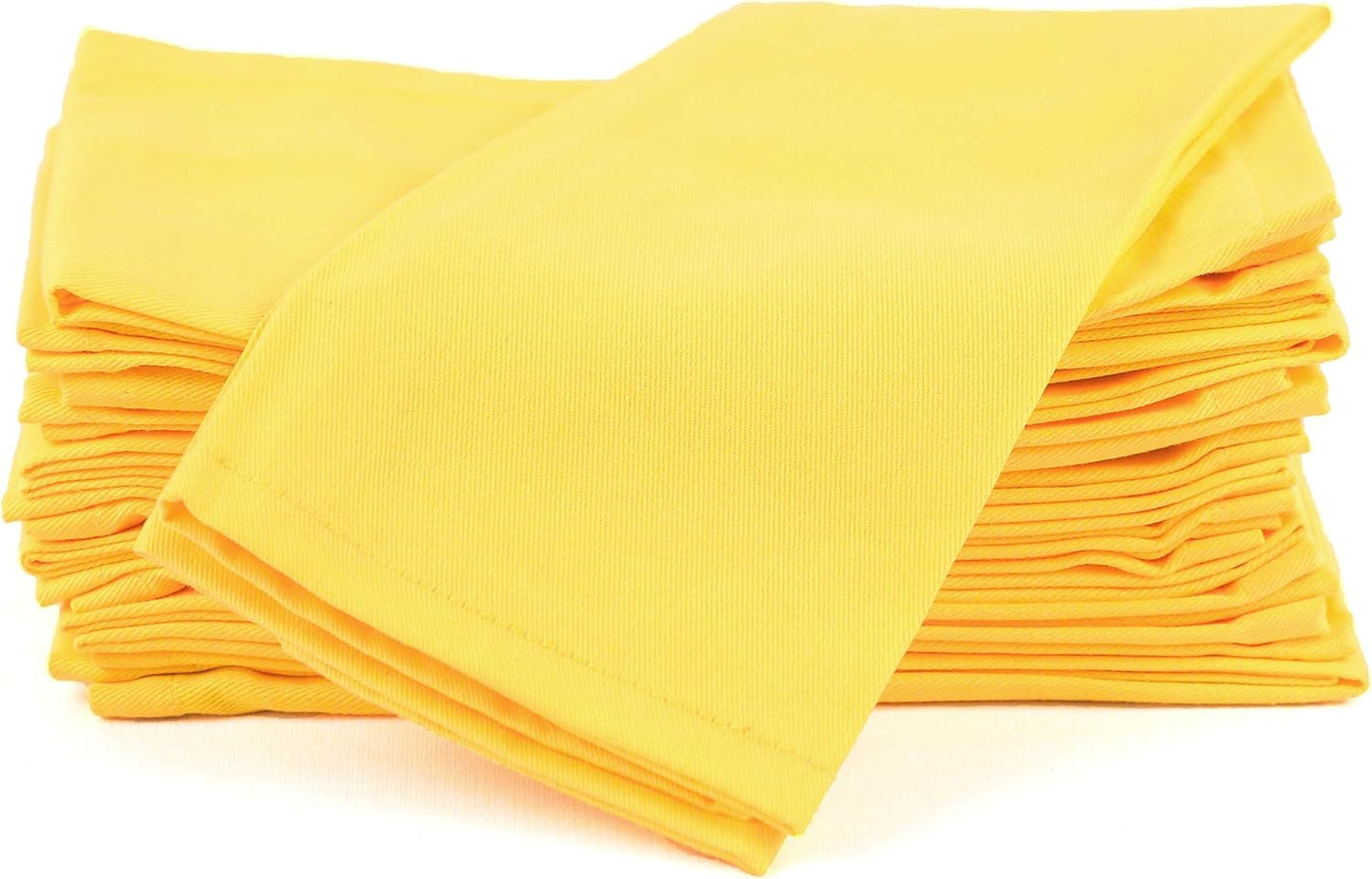 AMOUR INFINI Cotton Cloth Napkins Set of 12 - Soft Premium Dinner Napkins with Hemmed Edges, Hotel Quality 18x18 Inch for Home Dining, Table Decor (Yellow)