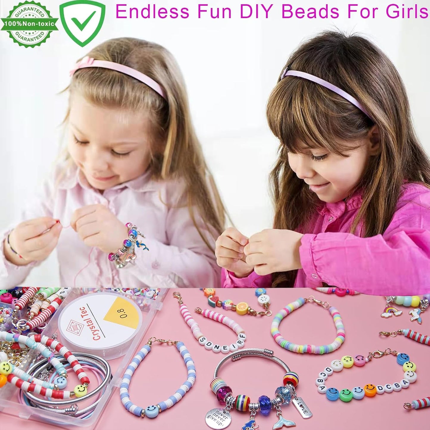 3900 Pcs Girls Bracelet Making Kit, Beads Jewelry Making Kit, Unicorn/Mermaid DIY Crafts Birthday Christmas Gifts with Organizer Box for Friendship Bracelets kits, Girls Ages 5 6 7 8-12 Years Old