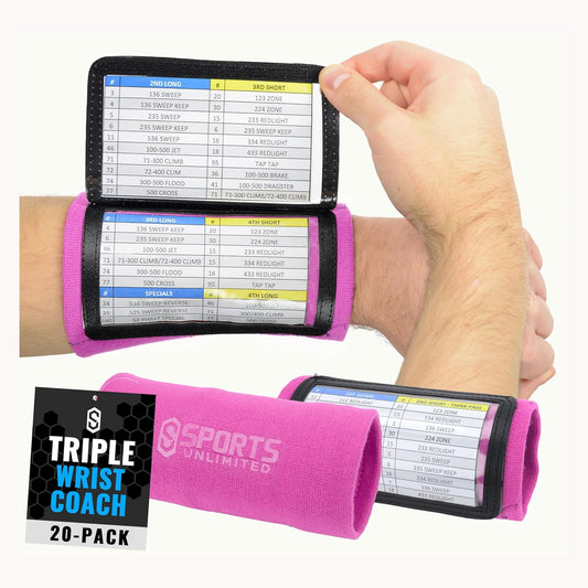 Sports Unlimited Adult Triple Wrist Coach, Football Wristbands for Plays, Baseball Wristbands, QB Arm Bands