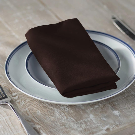 LA Linen 10-Pack Poly Poplin Napkin, Soft Cloth Napkins, Washable Reusable Napkins, Stain and Wrinkle Resistance Table Napkins for Dinner, Wedding, Parties, 17 by 17-Inch, Brown