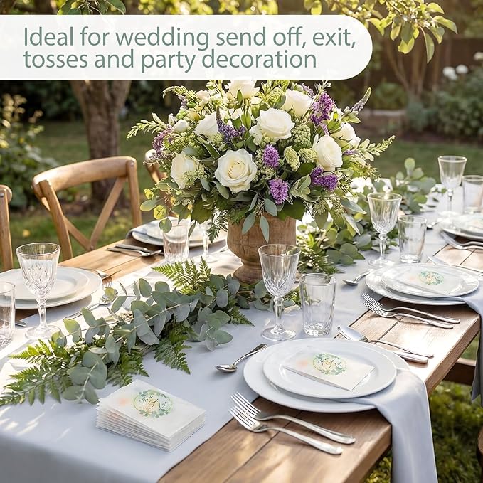 100 Pcs Wedding Confetti Bags, 2.8" x 5" Throw Flower Petal Packets Semi-transparent Glassine Waxed Paper Treat Bags for Wedding Toss, Party Decor(Throw Some Love-green Leaves)