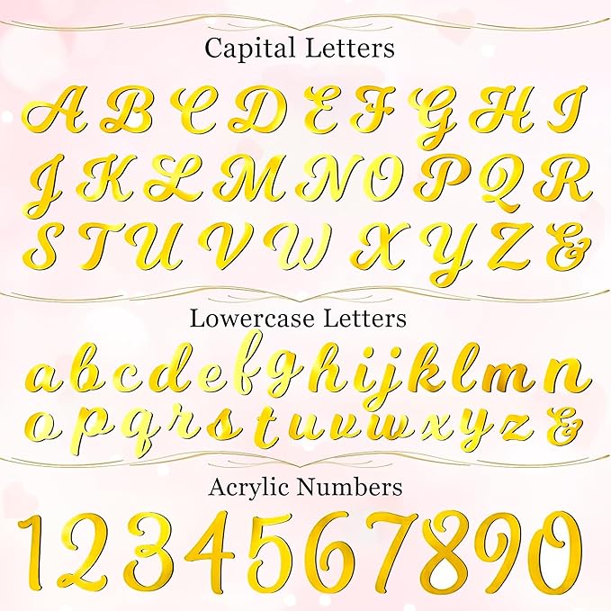 64 Pcs Acrylic Number Alphabet Cake Topper DIY Personalized Name Cupcake Toppers with A-Z Letter 0-9 Number Happy Birthday Set Suitable for Wedding, Birthday, Party Decoration (Gold)