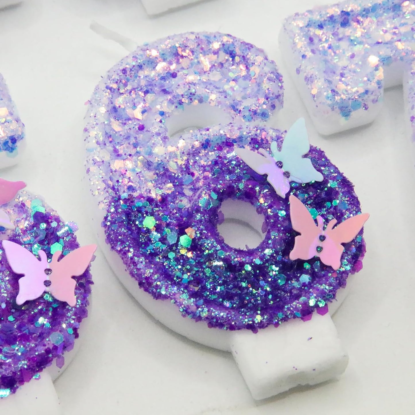 6Th Birthday Candle for Cake，Butterfly Cake Toppers，Butterfly Birthday Decorations，Purple Birthday Candles，for Birthdays,Theme Parties, Celebration, Anniversary