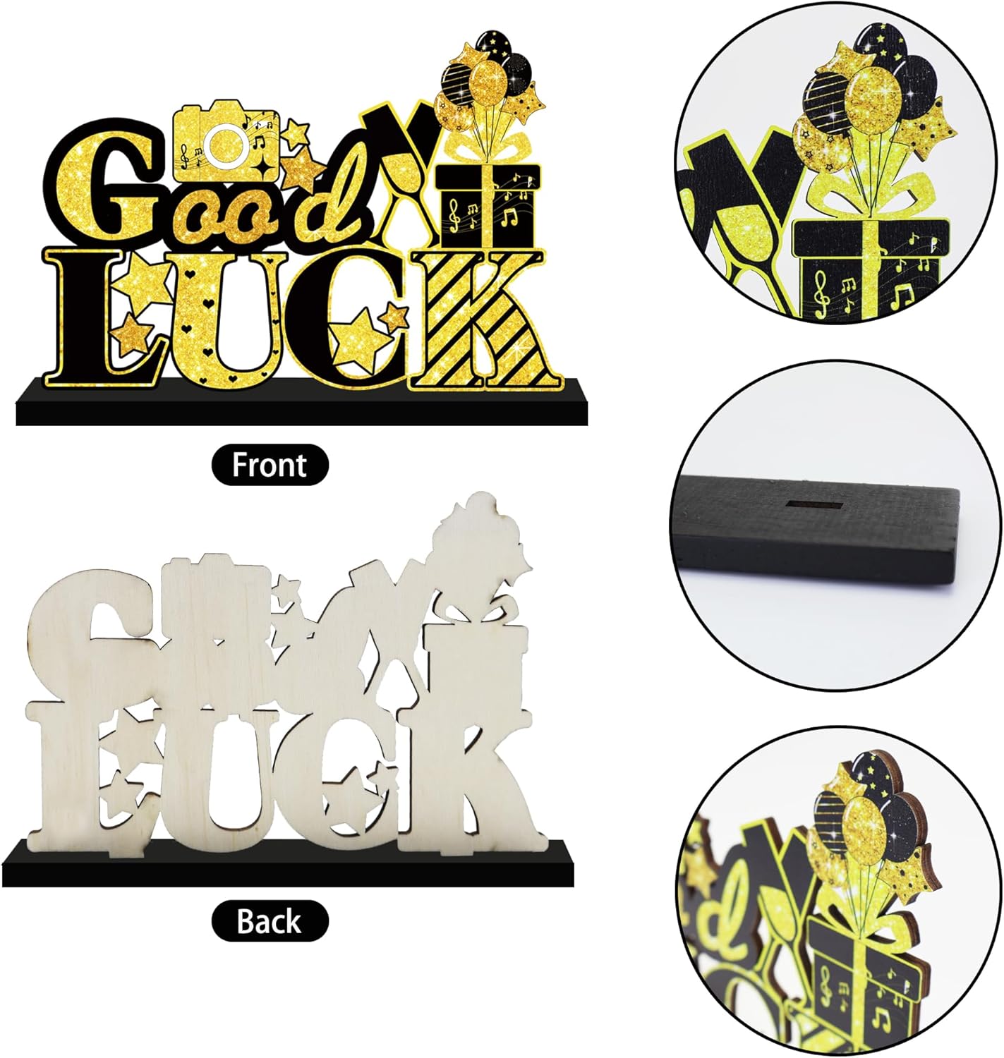 4Pcs Retirement Party Decorations Wooden Table Sign, Black Gold Retirement Wooden Table Centerpieces Party Supplies, Retired Theme Farewell Table Sign, Retirement Gift We'll Miss You Decor (black)