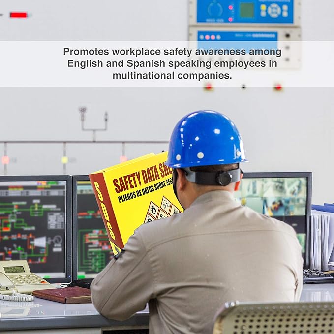 SDS Binder, Heavy Duty 3 Ring Binder 3 Inch, English Spanish Bilingual, 600 Safety Data Sheets Capacity