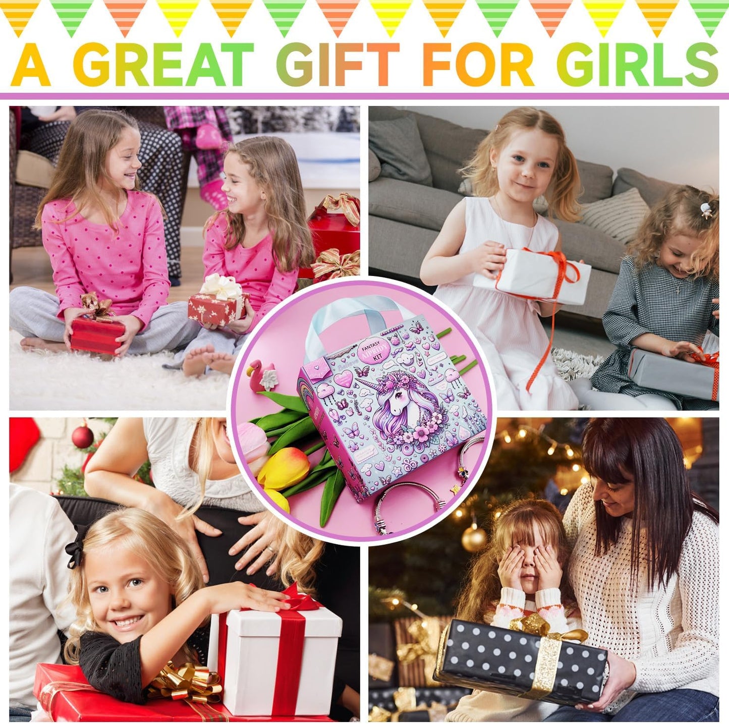 AIPRIDY 208 Pieces Charm Bracelet Making Kit,Unicorn Mermaid Crafts Gifts Set Can Inspires Imagination and Creativity,Jewelry Making Kit Perfect Gifts for Girls 5-12 Years Old (Pink+Aqua Unicorn)