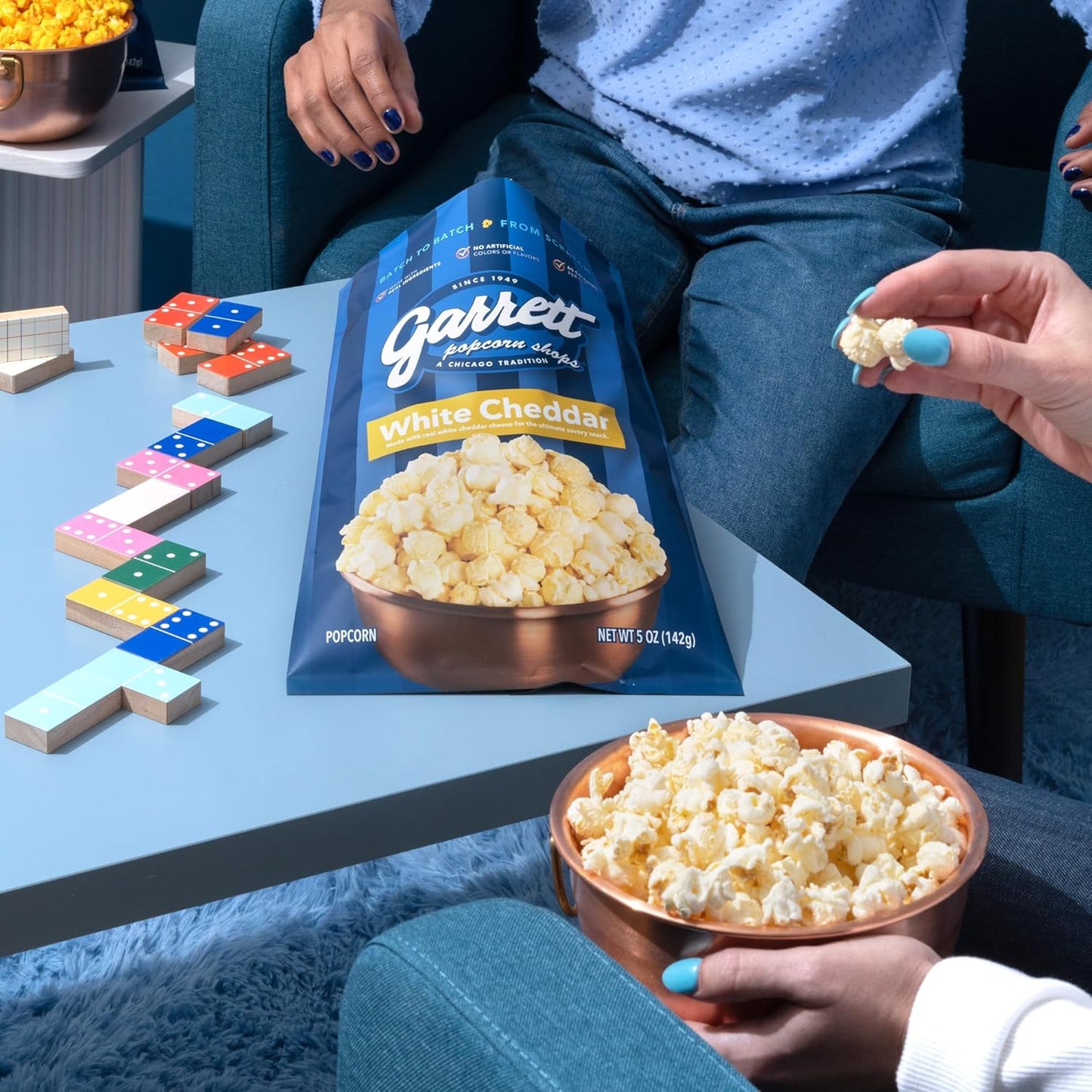 Garrett Popcorn White Cheddar, 5.0oz, 4 Bags, White Cheddar Gourmet Popcorn, Gluten Free, Savory Snack, Popped Popcorn Bags