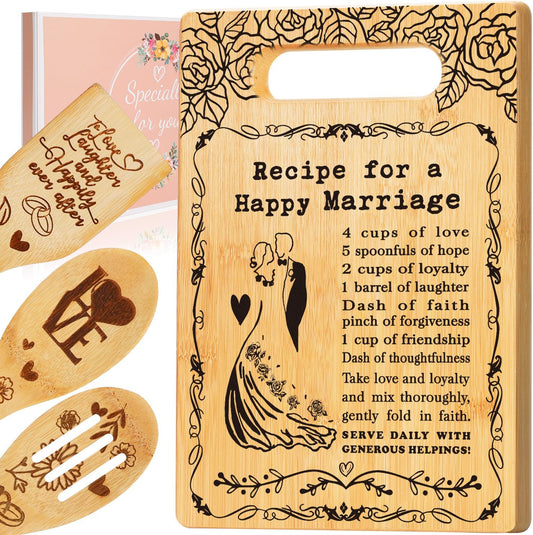 Wedding Gift for Couples 2025, Cutting Board Set Bridal Shower Gift for Bride Groom, Happy Marriage Wedding Gifts for Newlywed Wedding Shower Gift for Couple, Gift for Bride to Be Engagement Marriage