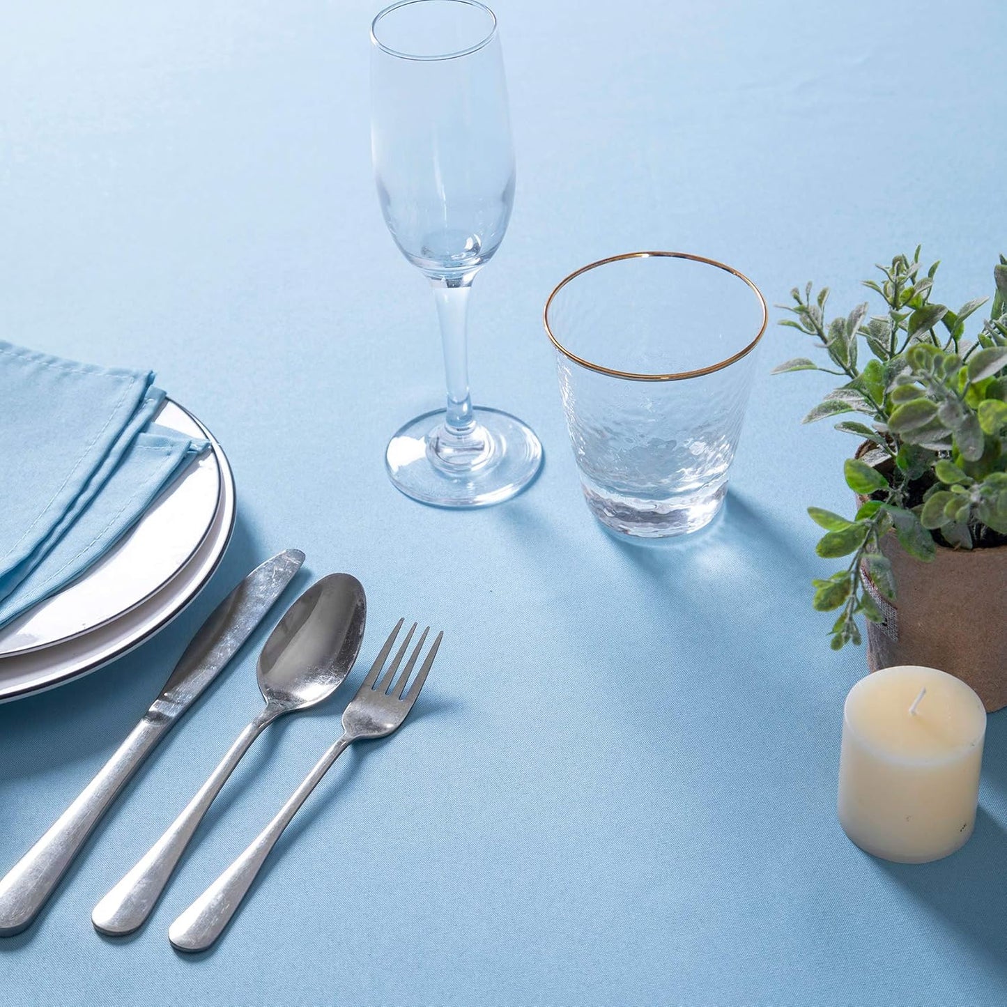 Cupuamon 120 inch Round Tablecloth Washable Polyester Table Cloth Decorative Table Cover for Wedding Party Dining Banquet（120 inch,Blue Mist）