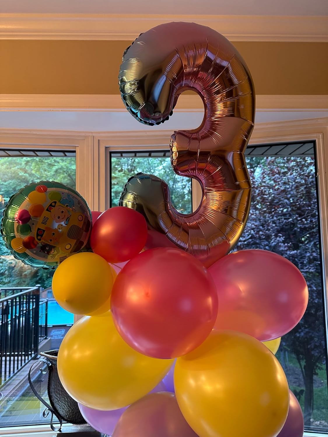 Smlpuame 40 Inch Number Balloons 0-9 Rainbow Gradient Large Number 3 Balloons, Digital Balloons for Birthday Party Celebration Decorations, Helium Foil Number Balloons for Wedding Anniversary