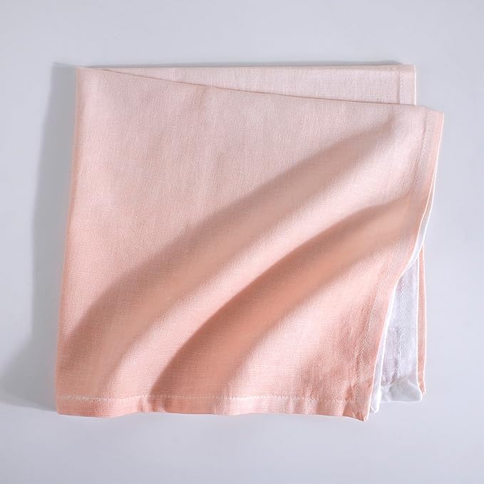 FINGERCRAFT Cloth Napkins Set of 6 Cotton Blend 20x20 Inch Large Size Dinner Napkins Cloth Perfect for Parties Dinners Weddings Cocktail Christmas Easter Ombre Tie Dye Peach