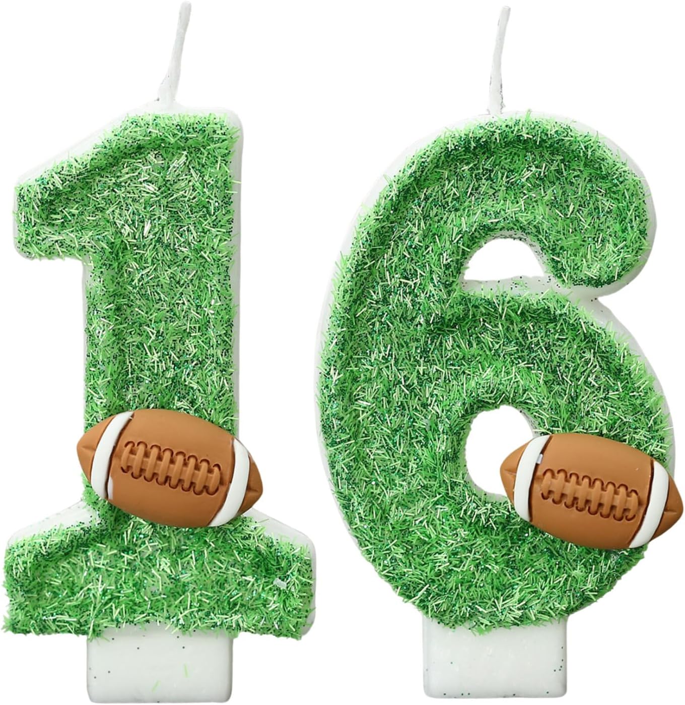 Football Number Candles for Cake - Green Number 16 Candle Football Cake Topper Cupcake Topper for Birthday Party Decorations Supplies Favors