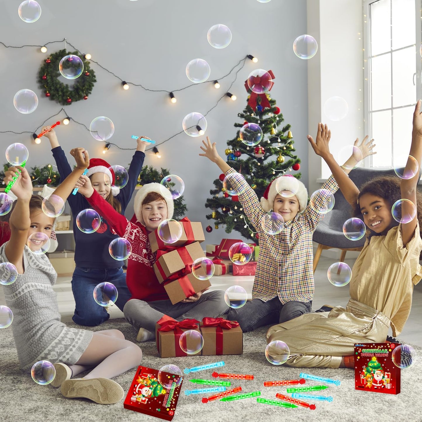 Christmas Goodie Bag Stocking Stuffers Fillers for Kids 32 Pack, Mini Bubbles Classroom Toys Gifts Party Favors Supplies for Toddlers, Xmas Small Holiday Class Treat Prize Stuff Activities for Student