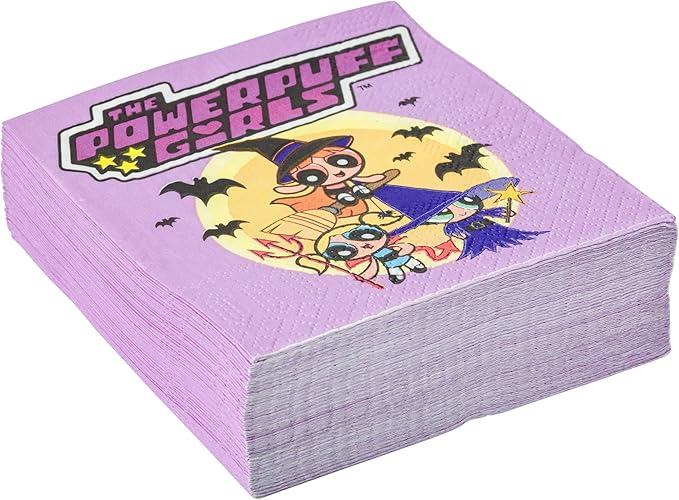 Silver Buffalo The Powerpuff Girls Halloween Featuring Bubbles, Buttercup, and Blossom 40 Pack Party Paper Napkins