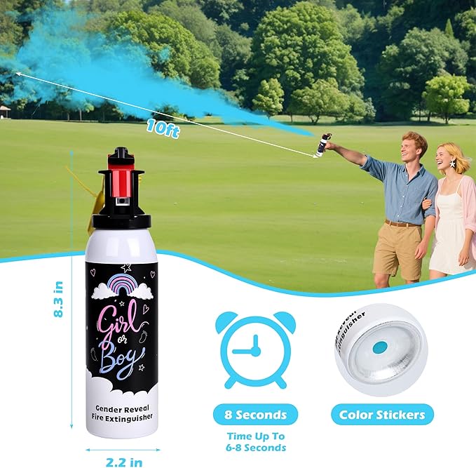 Baby Gender Reveal Fire Extinguisher; Colorful Smoke Powder Spray; 100% Safe and Eco-Friendly Gender Reveal Party Idea (100g blue 2pcs)