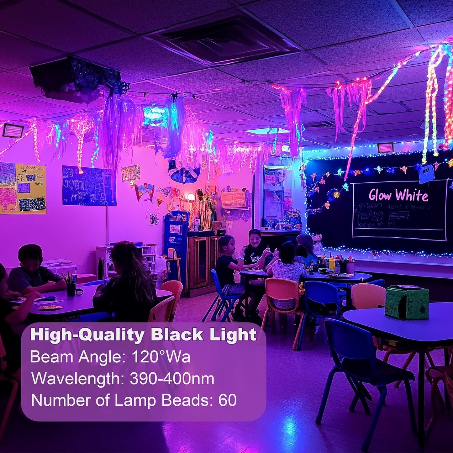 2 Pack 40W LED Black Light IP66 Waterproof,Blacklight with Plug and Switch,Flood Light for Glow Party,Halloween Decoration, Body Paint, Fluorescent Poster, Stage Lighting,Neon Glow,5.25Ft Cord