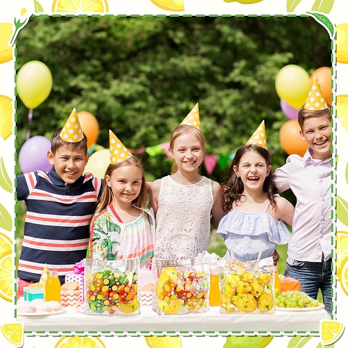 Tioncy 24 Pcs Lemon Party Favor Bags PVC Gift Snacks Bags She Found Her Main Squeeze Bridal Shower Party Favors with Handles Clear Lemon Theme Treat Goodies for Wedding Summer Supplies