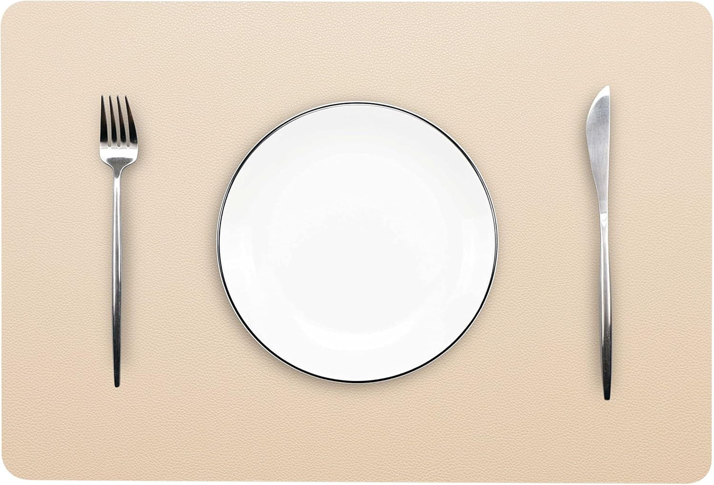 Wipeable Placemats Leather Table Mats Waterproof Heat-Resistant Easy to Clean for Dining Table Set Kitchen Table (2, Buff)