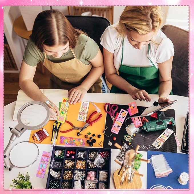 Yexiya 100 Pcs Mother's Day Wooden Bookmark Craft Kit, 50 DIY Paintable Bookmarks with 50 Tassels, Bulk Classroom Gift Set for Mom Grandma from Students