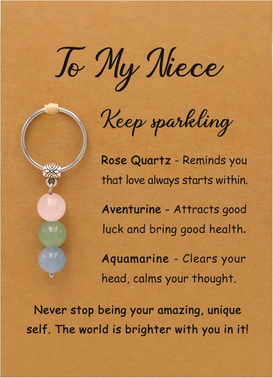 PRCOLUX Natural Healing Crystal Keychain Gifts for Women, Best Friend, Mom, Aunt, Wife Birthday Christmas Graduation Gifts