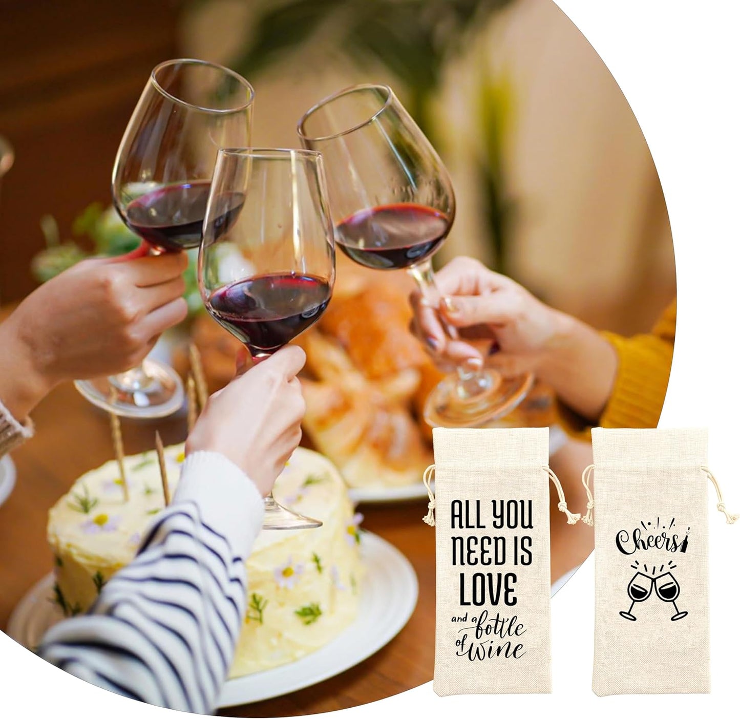 1 pcs wine bag for 750ML wine bottles - ALL YOU NEED IS LOVE AND A BOTTLE OF WINE - for Fathers Day Bridal Shower Retirement Wine Gifts Decoration, Bday wine bags Party Favors & Accessories - A19