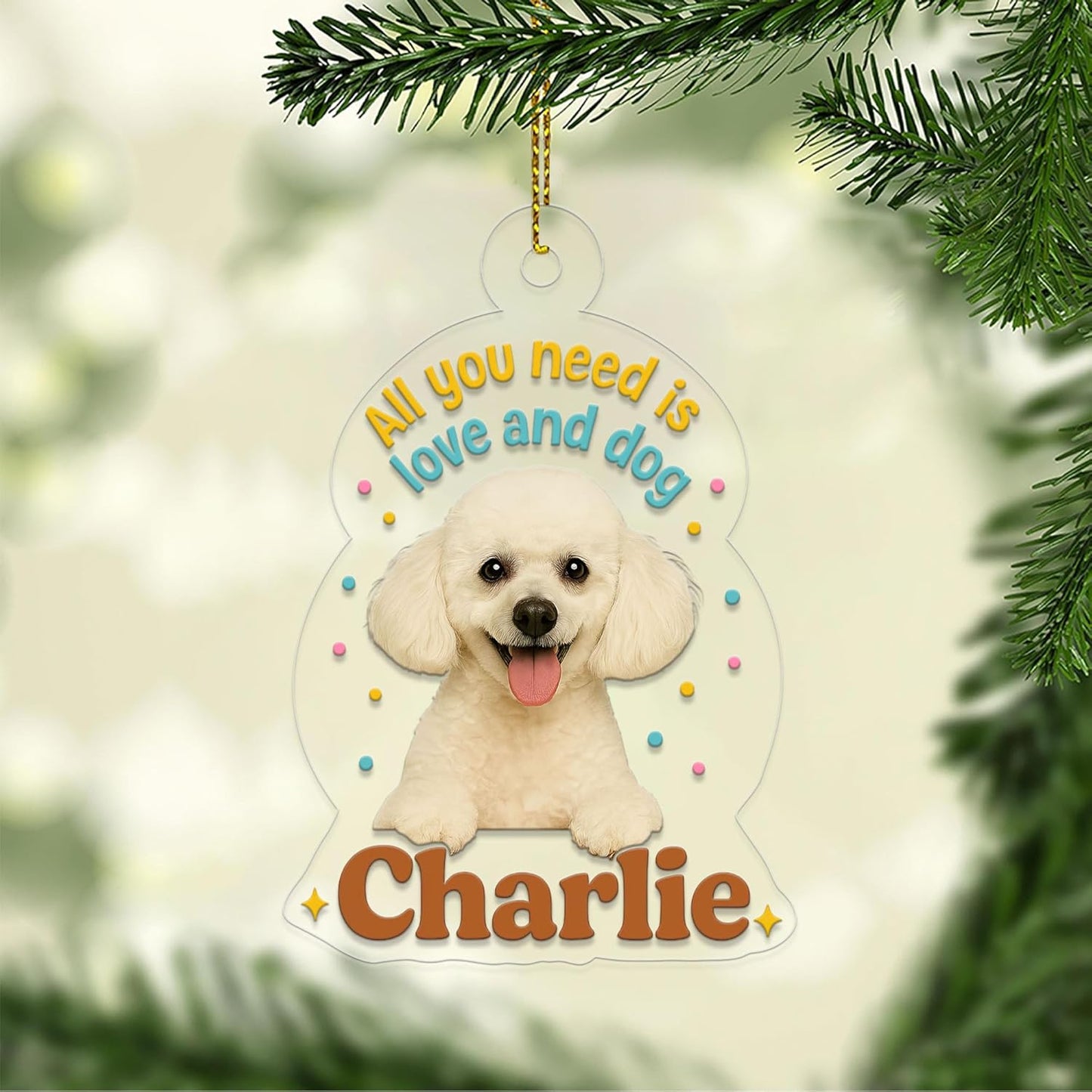 Custom Pet Photo with Name Ornament, Personalized Pet Gift, Gift For Pet Lover, Christmas Pet Decor Acrylic Ornament – Personalized Christmas Tree Decoration, Custom Holiday
