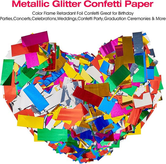 2.2lb Metallic Glitter Confetti Papers - Flame Retardant Foil Colored Paper Great for Birthday Party,Concerts,Celebrations,Weddings,Graduation Ceremonies