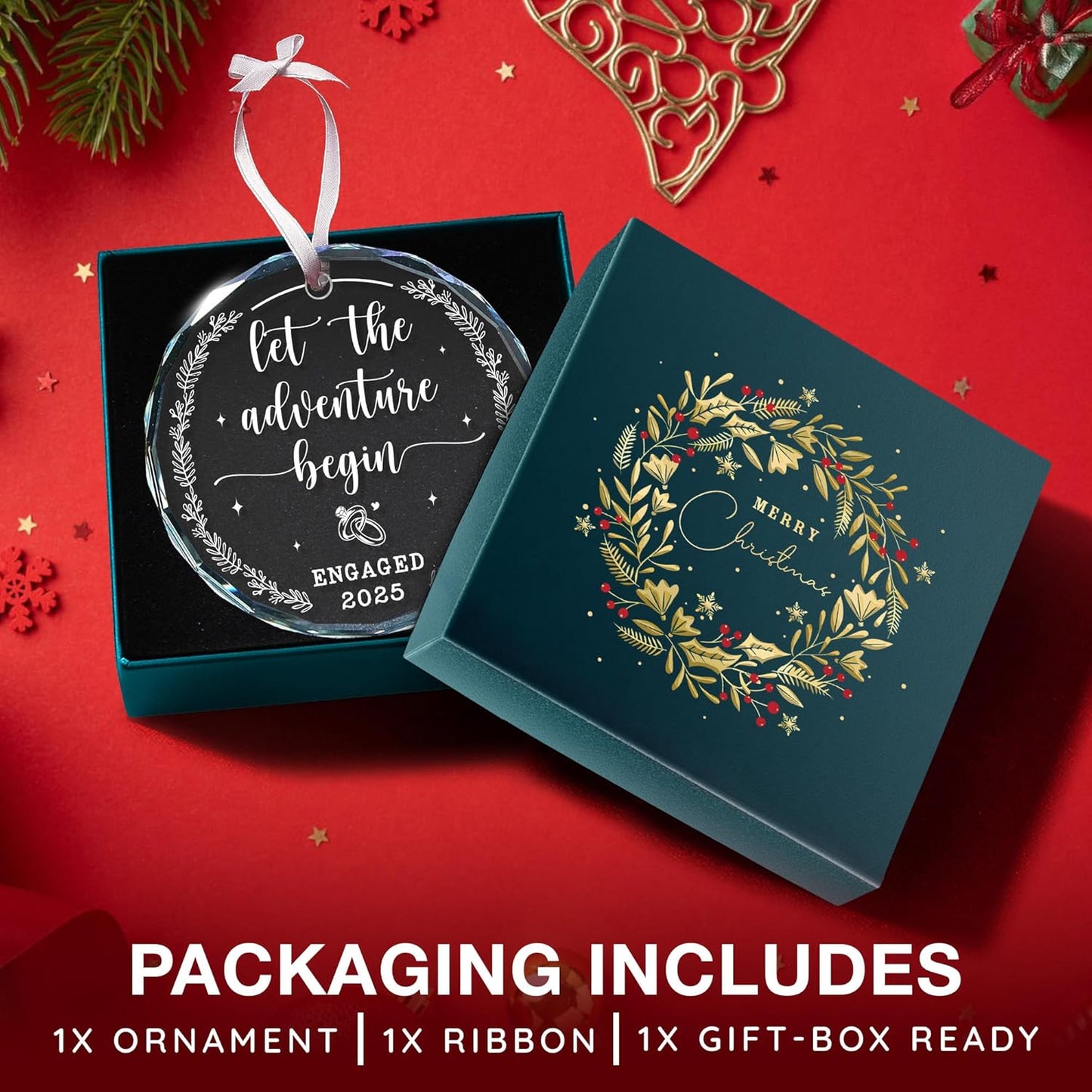 Engagement Ornament 2025 - Engaging Gifts for Bride-to-Be Couples, First Christmas Engaged, Durable & Cherished Christmas Ornament 2025, Remarkable Engaged Gift Option for Engagement