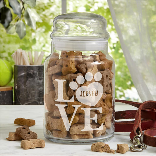 Let's Make Memories Personalized Pet Treat Jars - For Dog and Cat Owners, Pet Parents - Love
