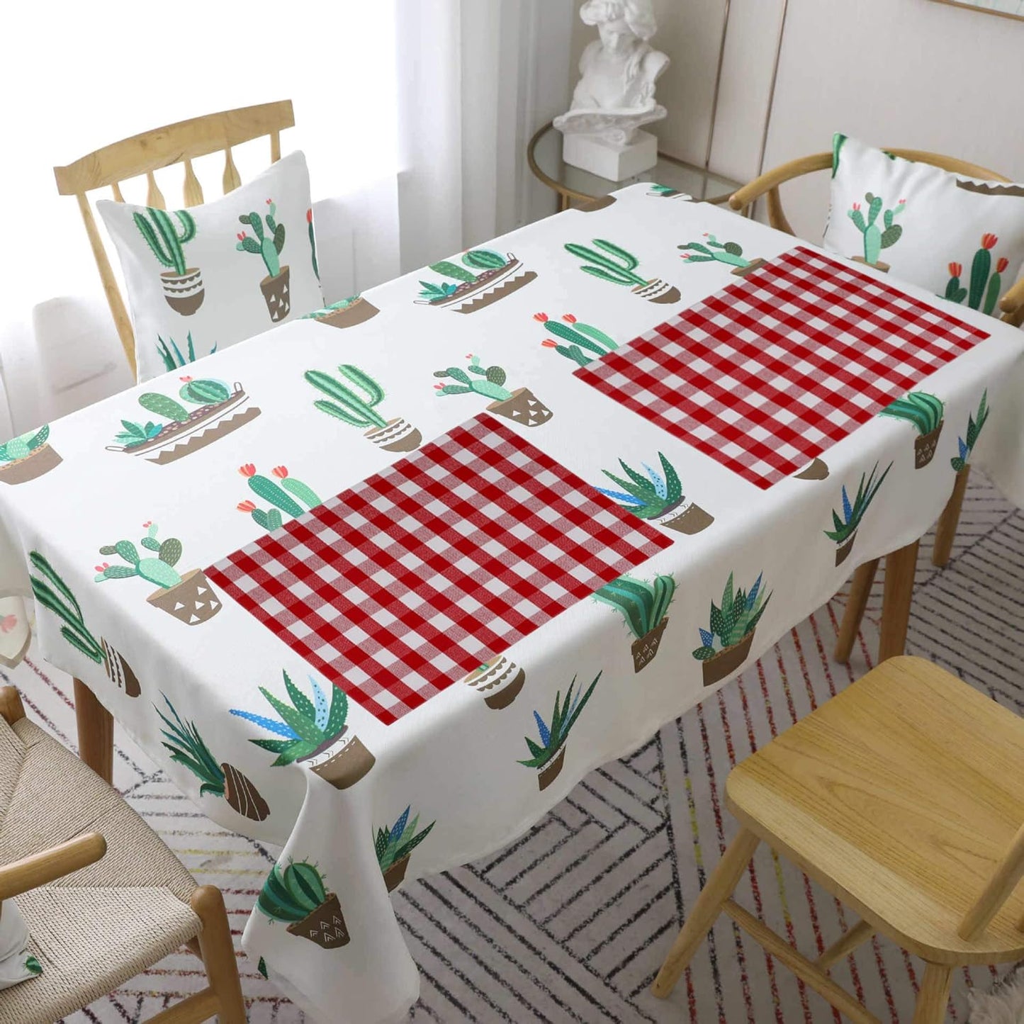 Urban VillaPlacemats for Dining Table 100% Cotton Placemats 14''x20'' Over Sized Tablemats Set of 6Placemats Red/White Buffalo Check Tablemats for Family Dinners Wedding PartiesPlacemats