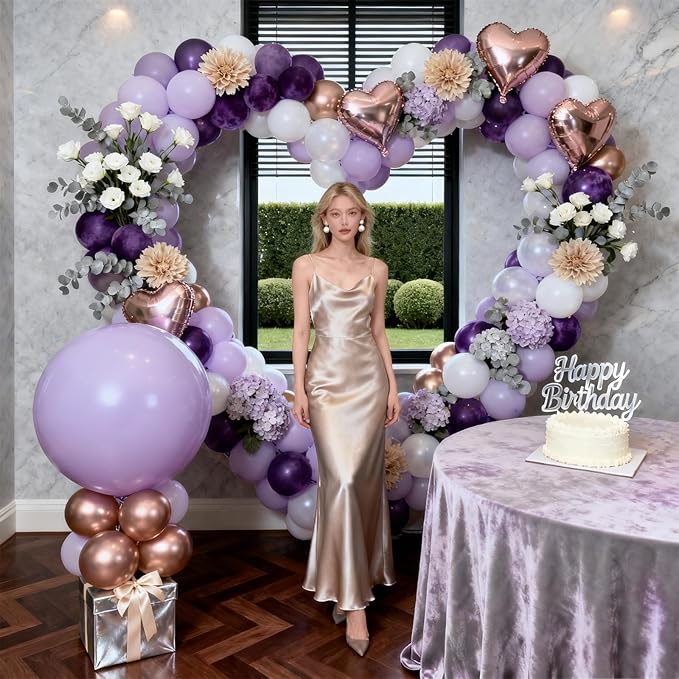 Patimate Light Purple Balloons - 100pcs 12 Inch Pastel Purple Latex Party Balloons for Baby Shower Gender Reveal Fairy Birthday Engagement Wedding Party Decorations
