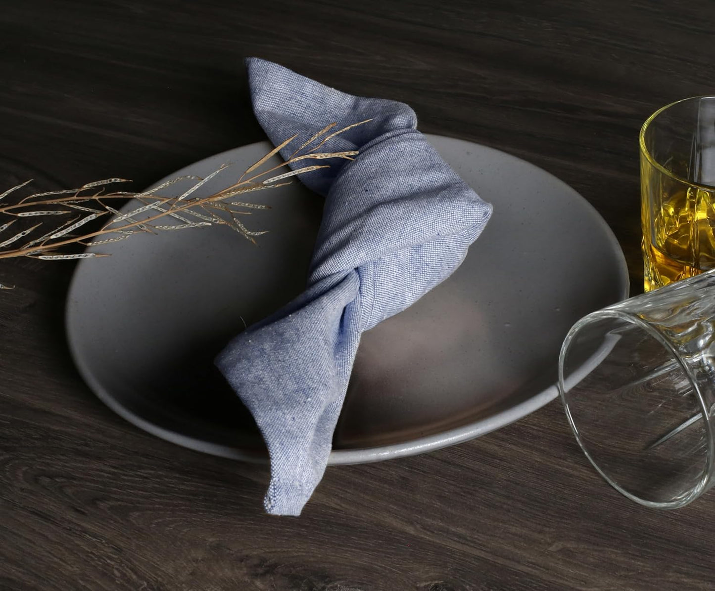 Native Fab Solid Cloth Napkin Set of 4, 100% Cotton, Washable, Reusable Dinner Cloth Napkin 17x17 inches, Table Decor Napkins for Dinner, Events, Chambray Ink Blue