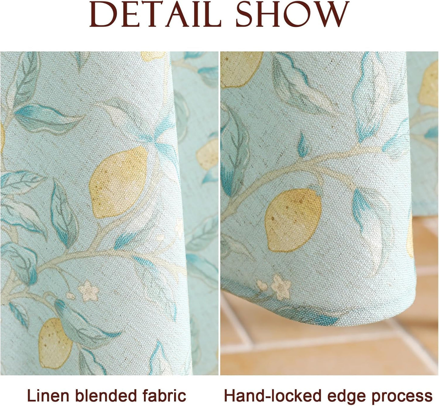 patdrea Designer Linen Green Long Tablecloth for Rectangle Table,Vintage Breathable Yellow Fruits Pattern Table Cloth,Decor Cover for Kitchen Dining,Christmas,Thanksgiving,Party,63"x102"-Ania a