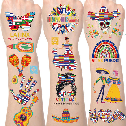 Hispanic Heritage Month Temporary Tattoos - Lovarywow 200+ Spanish Party Decorations Latin American Stickers Temporary Tattoos Stickers Gifts for Kids Spanish Themed Birthday Party Favors Supplies