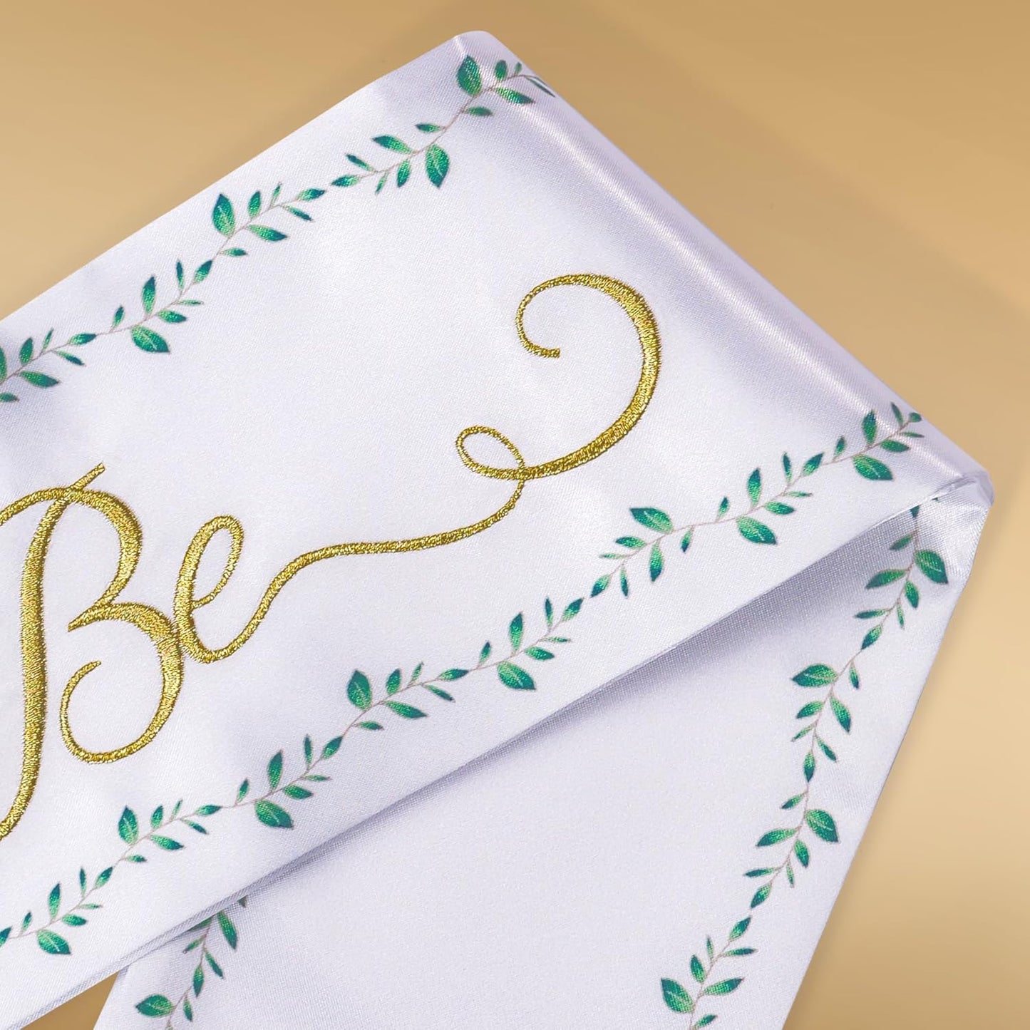 Embroidered Bride to Be Sash Double-Layer Satin Sash with Green Trim Bridal Shower Hen Night Bachelorette Party Accessories