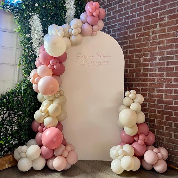 Dusty Pink Palloons 12 Inch Blush Light Pink Beige Nude Apricot Champagne Gold Metallic Latex Party Balloon Rose Gold Confetti Balloons for Women Boho Birthday Baby Bridal Shower Party Decor