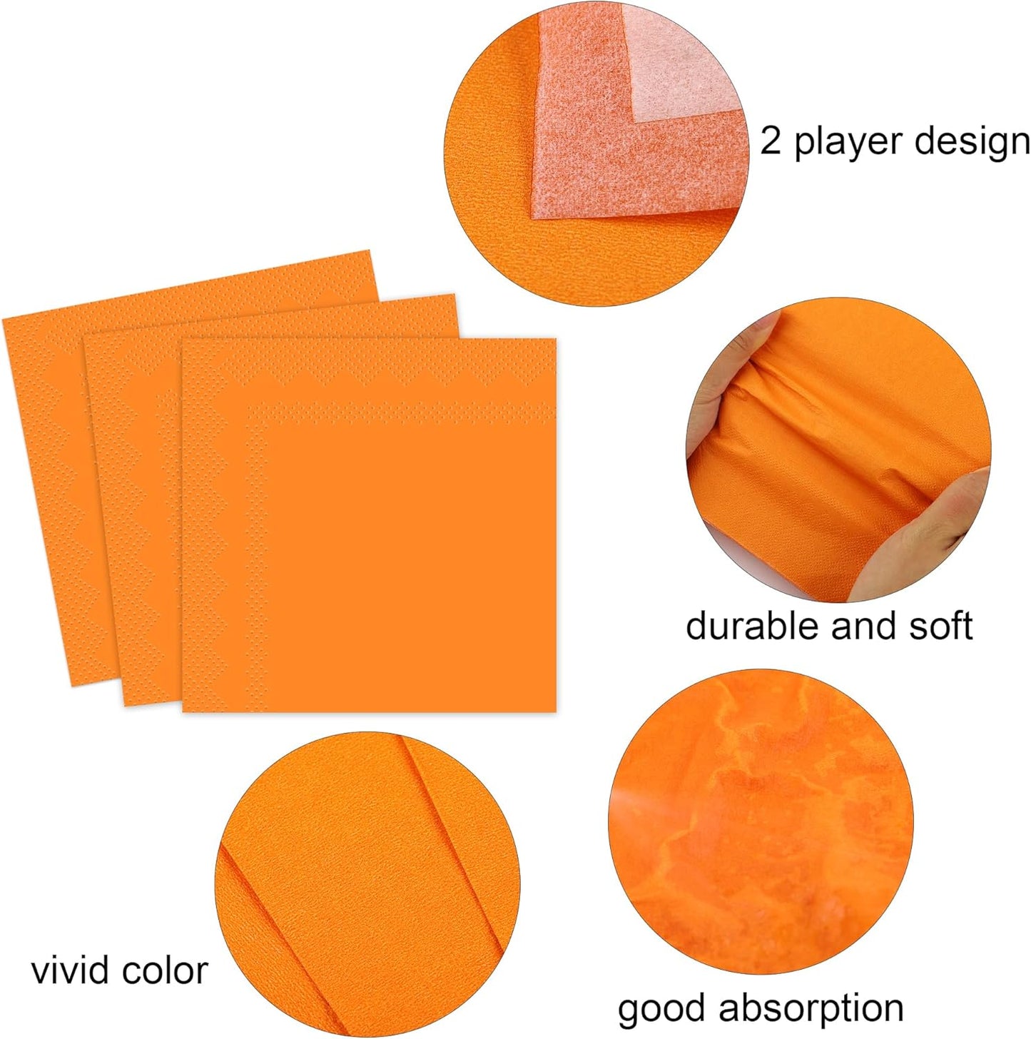 Ruisita 48 Pieces Orange Party Supplies Orange Tableware Including 7 Inch and 9 Inch Paper Dinner Plates 2 Ply Napkins for Wedding, Birthday Party, Picnic, Barbecue (Serves 16)