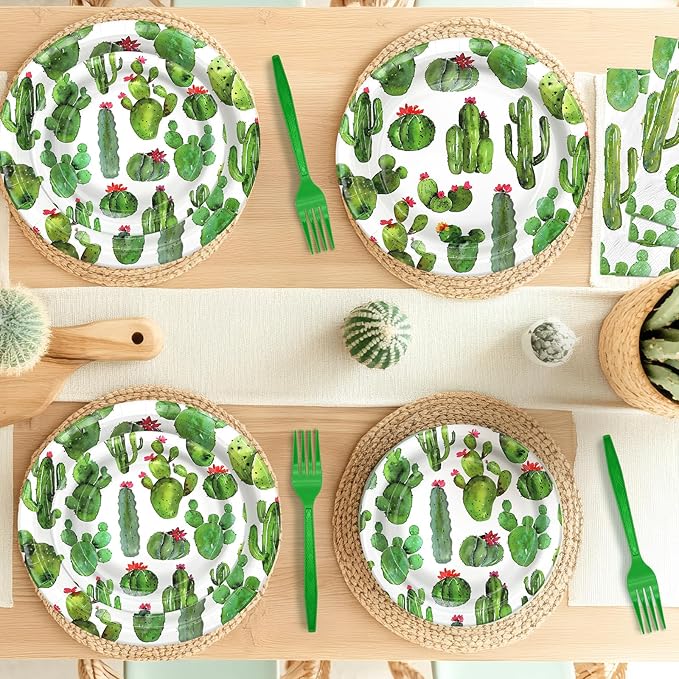 Cactus Party Decorations - Cactus Party Plates and Napkins for Kids Birthday Party, Serves 40 Guests