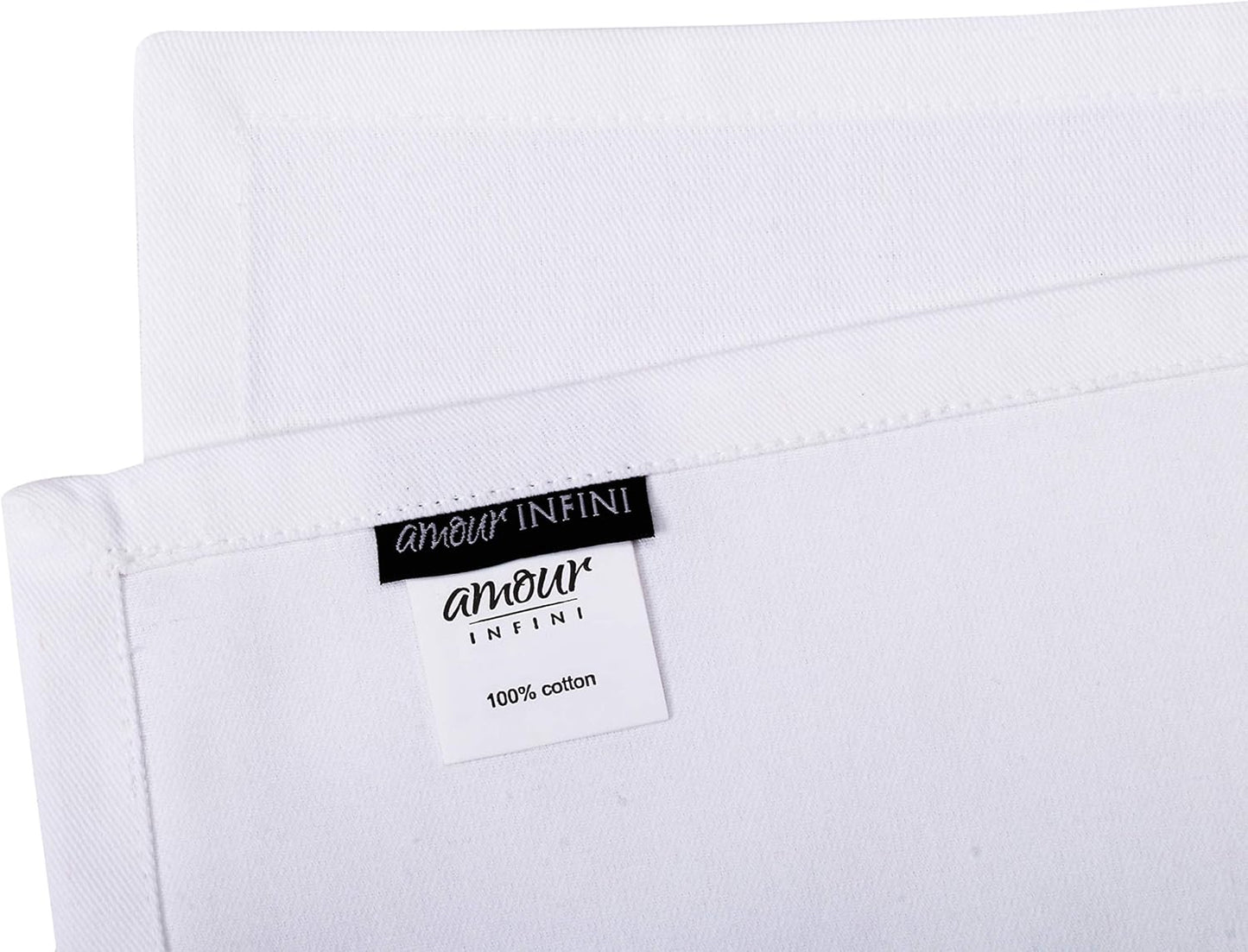 AMOUR INFINI Cotton Cloth Napkins Set of 12 - Soft Premium Dinner Napkins with Hemmed Edges, Hotel Quality 18x18 Inch for Home Dining, Table Decor (White)