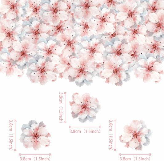 40 PCS Edible Cherry Blossoms Cake Decorations Edible Cherry Blossoms Cupcake Toppers Wafer Paper Flowers Cake Toppers for Baby Shower Kids Birthday Party Cake Food Decorations Supplies Pink