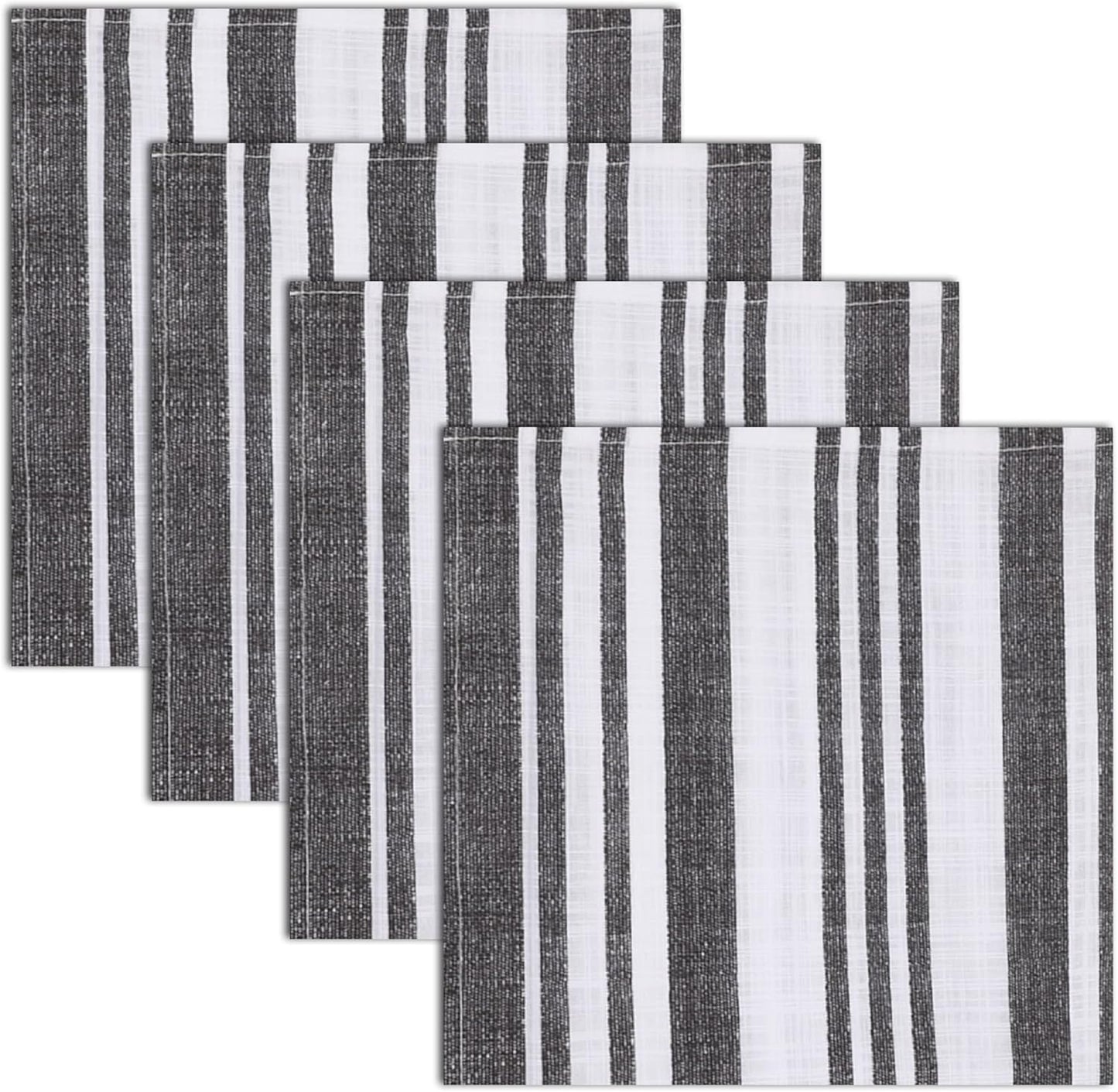 RUVANTI Cloth Napkins Set of 12 Cotton 100%, 20x20 Inches Napkins Cloth Washable, Soft, Absorbent. Cotton Napkins for Parties, Christmas, Thanksgiving, Weddings, Dinner Napkins Cloth - Grey Stripes
