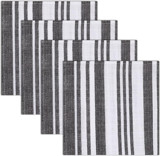 RUVANTI Cloth Napkins Set of 12 Cotton 100%, 20x20 Inches Napkins Cloth Washable, Soft, Absorbent. Cotton Napkins for Parties, Christmas, Thanksgiving, Weddings, Dinner Napkins Cloth - Grey Stripes
