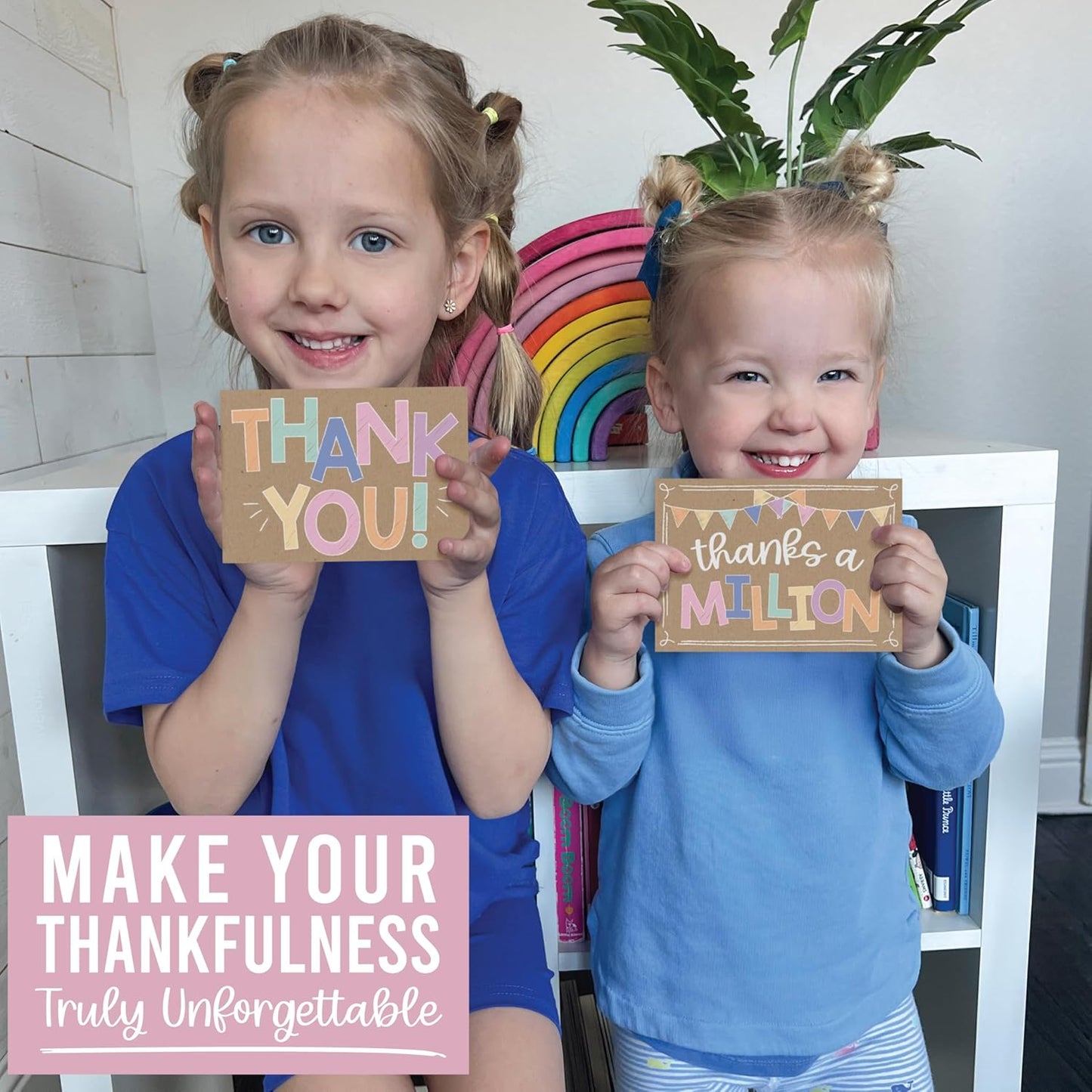 Hadley Designs Bulk Thank You Cards with Envelopes - 54 Kids Thank You Cards For Teachers, Cute Thanks Blank Cards and Envelopes, Fun Appreciation Note Card for Birthday, Baby Shower & Small Business