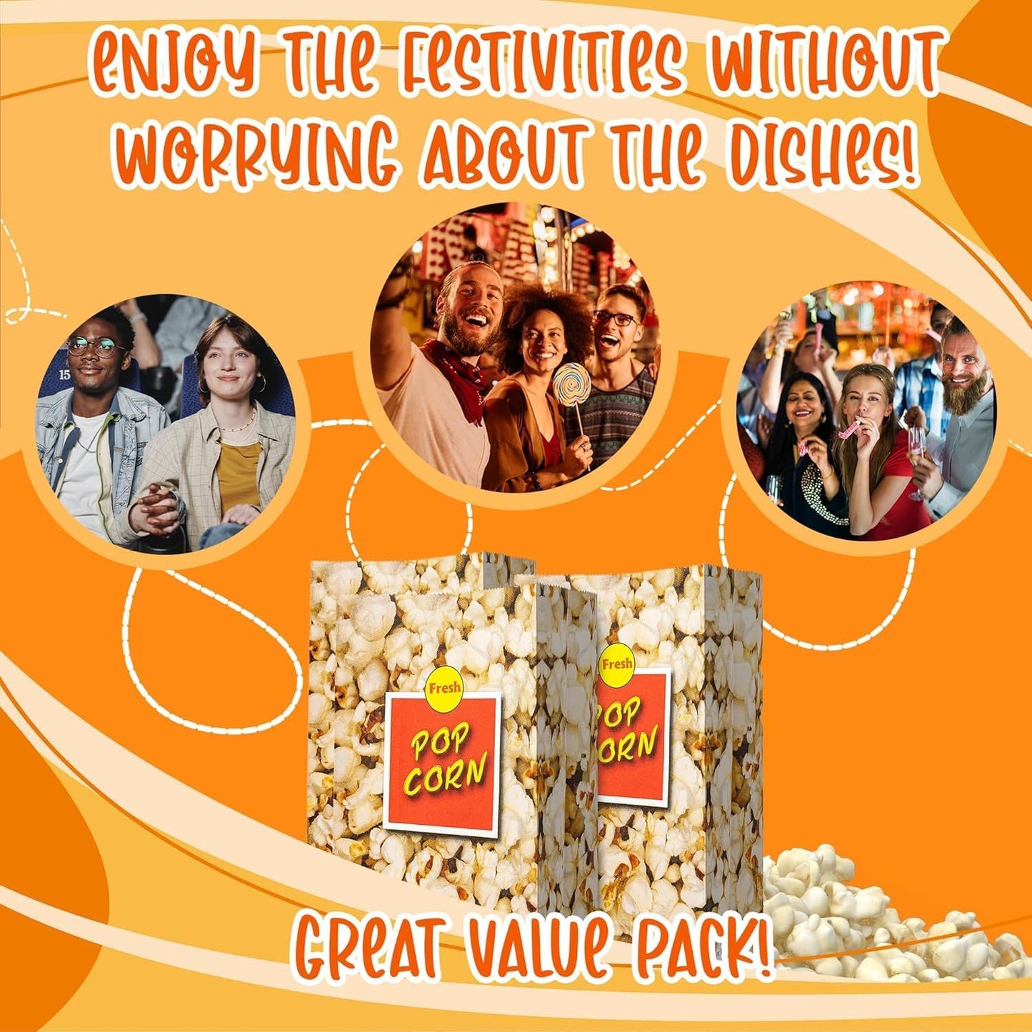 MT Products Small Popcorn Bags 1.5 oz. - Popcorn Holders for Party - Pack of 2000