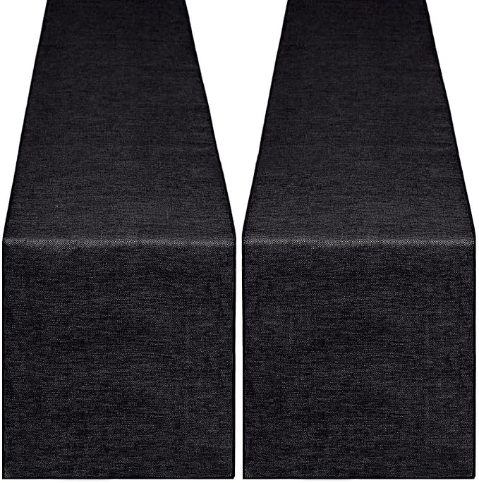 B-COOL Black Burlap Table Runners 2 Packs Halloween Table Runner Burlap Fabric for Wedding Party Holiday Dining Table Centerpiece Decor 13x108 Inch