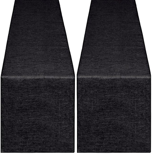 B-COOL Black Burlap Table Runners 2 Packs Halloween Table Runner Burlap Fabric for Wedding Party Holiday Dining Table Centerpiece Decor 13x108 Inch