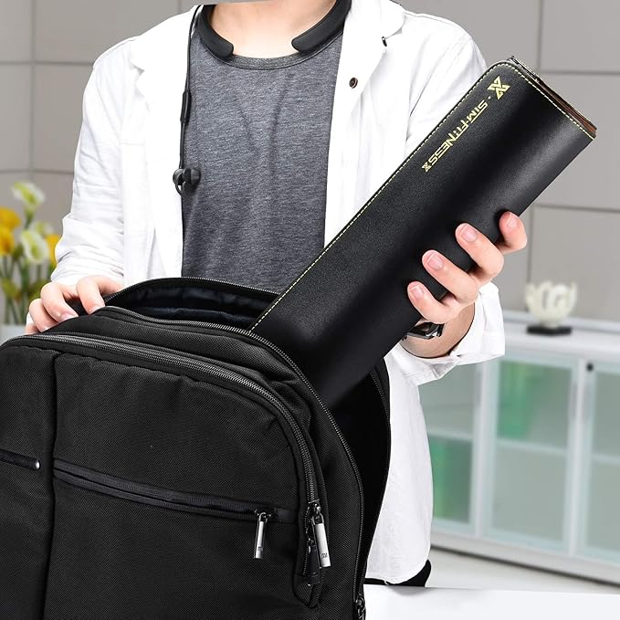 Leather Dice Cup Set, 5 Black Dice Cups + 25 Dices + Exclusive Storage and Transport Case Made of Faux Leather (Black x2)